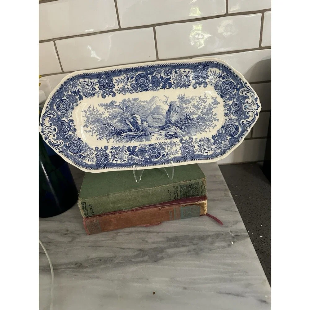 Vintage Villeroy & Boch Blue Serving Platter Wall Plate Burgenland Cottage 12”